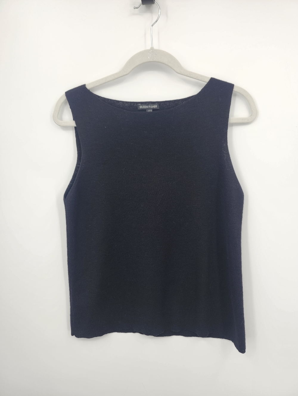 EILEEN FISHER BLACK Shell Tank Top 100% WOOL SZ M